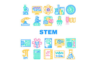 Stem Engineer Process And Science Icons Set Vector