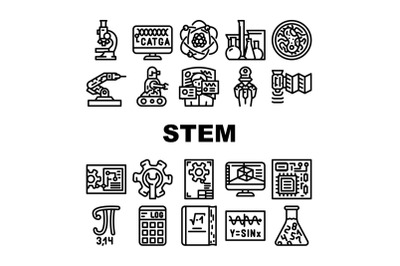 Stem Engineer Process And Science Icons Set Vector