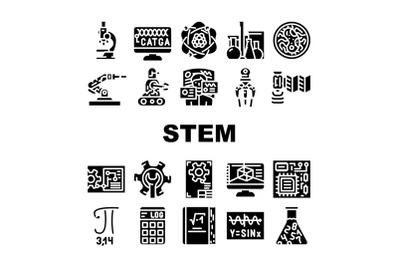 Stem Engineer Process And Science Icons Set Vector