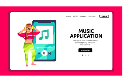 Music Application Using Woman On Phone Vector