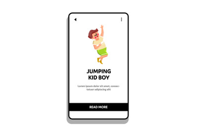 Jumping Kid Boy Enjoy With Happy Emotion Vector