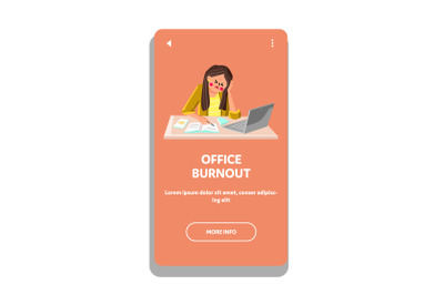 Office Burnout Business Woman At Table Vector