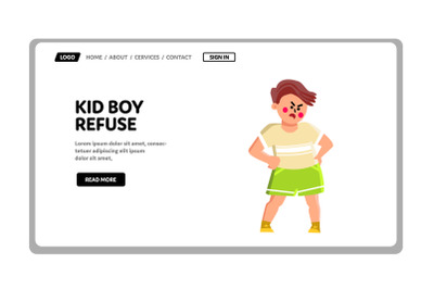 Kid Boy Refuse And Disgust Pose Expression Vector