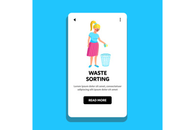 Waste Sorting And Helping Environment Girl Vector