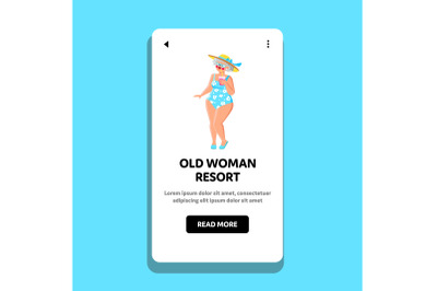 Old Woman Resort Vacation On Sea Beach Vector