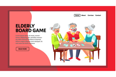 Elderly People Playing Board Game Together Vector