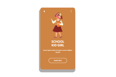 Schoolgirl Walking With Book At School Vector