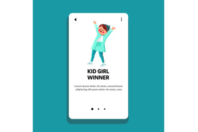 Kid Girl Winner Celebrate Victory In Game Vector