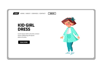 Kid Girl Posing In Fashion Dress Clothes Vector