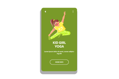 Kid Girl Yoga Exercising At Physical Lesson Vector