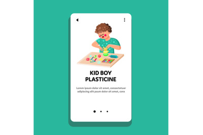 Kid Boy Creativity Time With Plasticine Vector