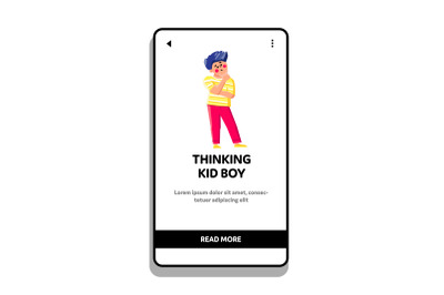 Thinking Kid Boy Search For Resolve Problem Vector