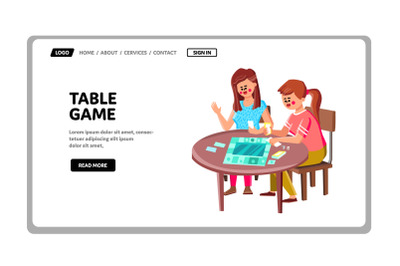 Table Game Playing Girls Friends Together Vector