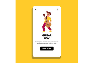 Guitar boy play music Vector