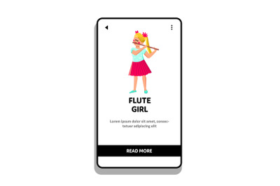 Flute child girl play music Vector