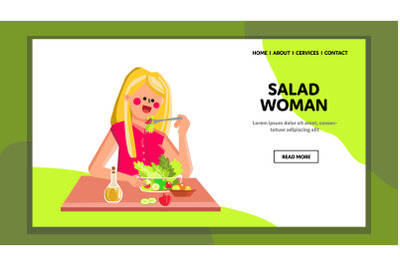 salad woman healthy eating Vector