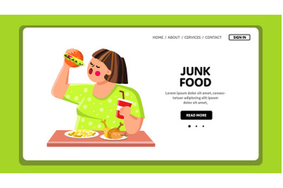 junk food eating woman Vector