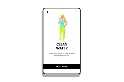 clean water drinking woman Vector