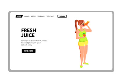 fresh juice drink woman vector