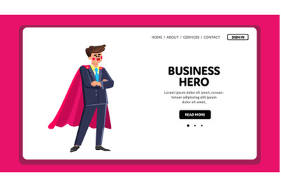 Business Hero Man Successful Achievement Vector