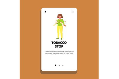 Tobacco Stop Woman And Broke Cigarette Vector