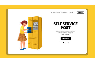 Self Service Post Equipment Use Girl Client Vector