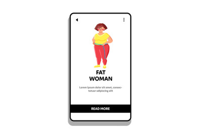 Sad Fat Woman Measuring Figure With Tape Vector