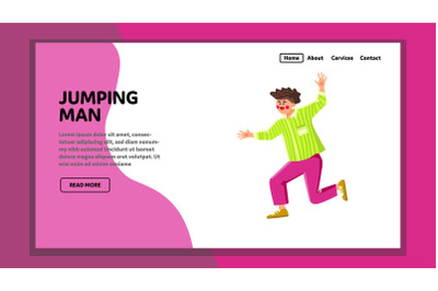 Jumping Man Celebrating Victory In Game Vector