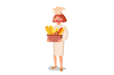 baker woman bread vector