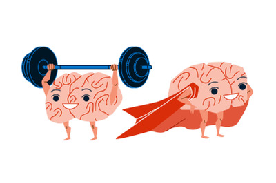 Brain Training With Barbell And Superhero Vector
