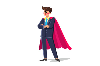 Brave Male Wearing Super Hero Cloak Clothes Vector