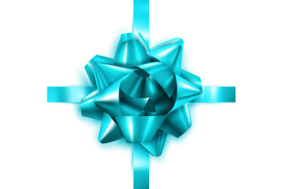 Gift Bow Decorate Box Christmas Present Vector