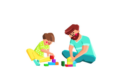Boy Kid And Man Parent Playing Together Vector
