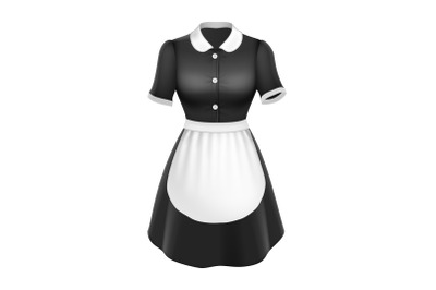 Maid Uniform With Apron Elegant Clothing Vector