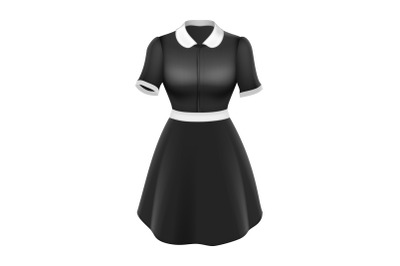 Maid Uniform Woman Stylish Textile Clothes Vector