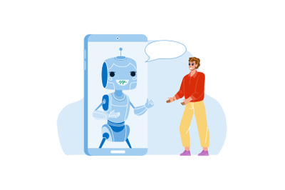 Mobile Chat Bot For Support Client Online Vector