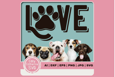 Love Dog Paw Print SVG Cut File