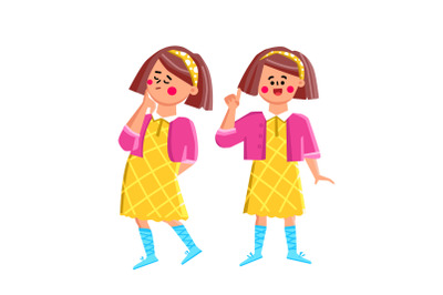 School Girl Thinking And Asking Question Vector