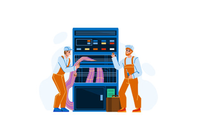 Server Management And Technician Support Vector
