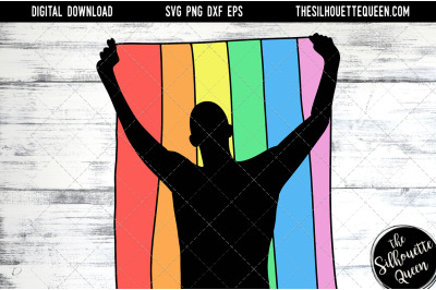 Hand Sketched Man Holding Rainbow Flag