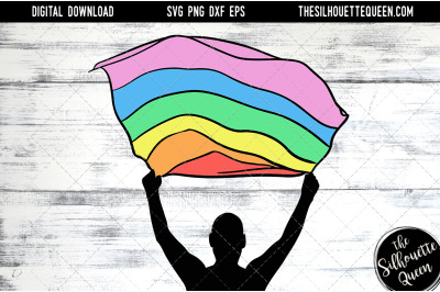 Hand Sketched Man Holding Rainbow Flag