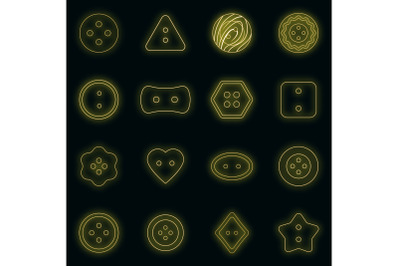 Clothes button icons set vector neon