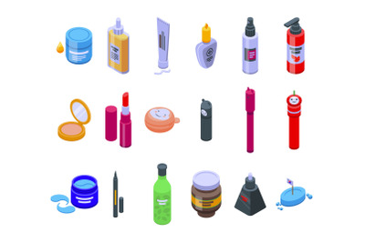 NAME icons set isometric vector. Aloe care