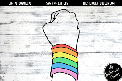 Hand Sketched  Closed Fist with Rainbow Band