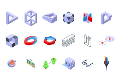 Visual perception icons set isometric vector. Future trendy