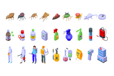 Chemical control icons set isometric vector. Quality test