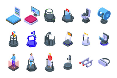 Vr platform icons set isometric vector. Augmented reality