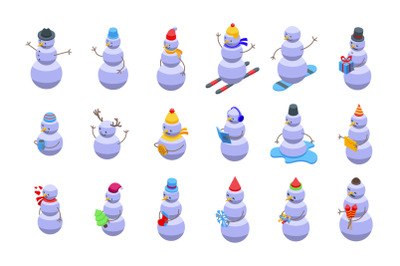 Snowman icon isometric vector. Christmas ice