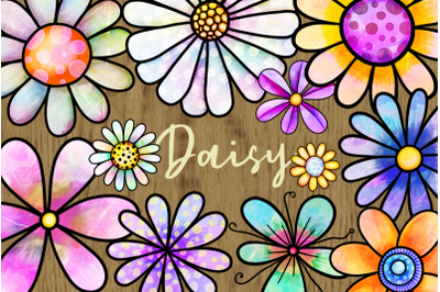Daisy Flower Watercolor Clipart Objects