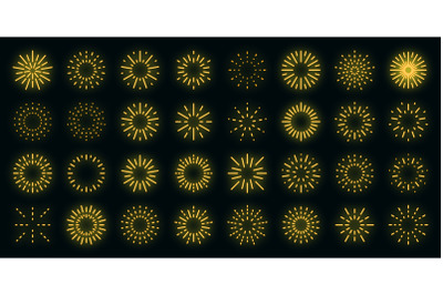 Firework icons set vector neon